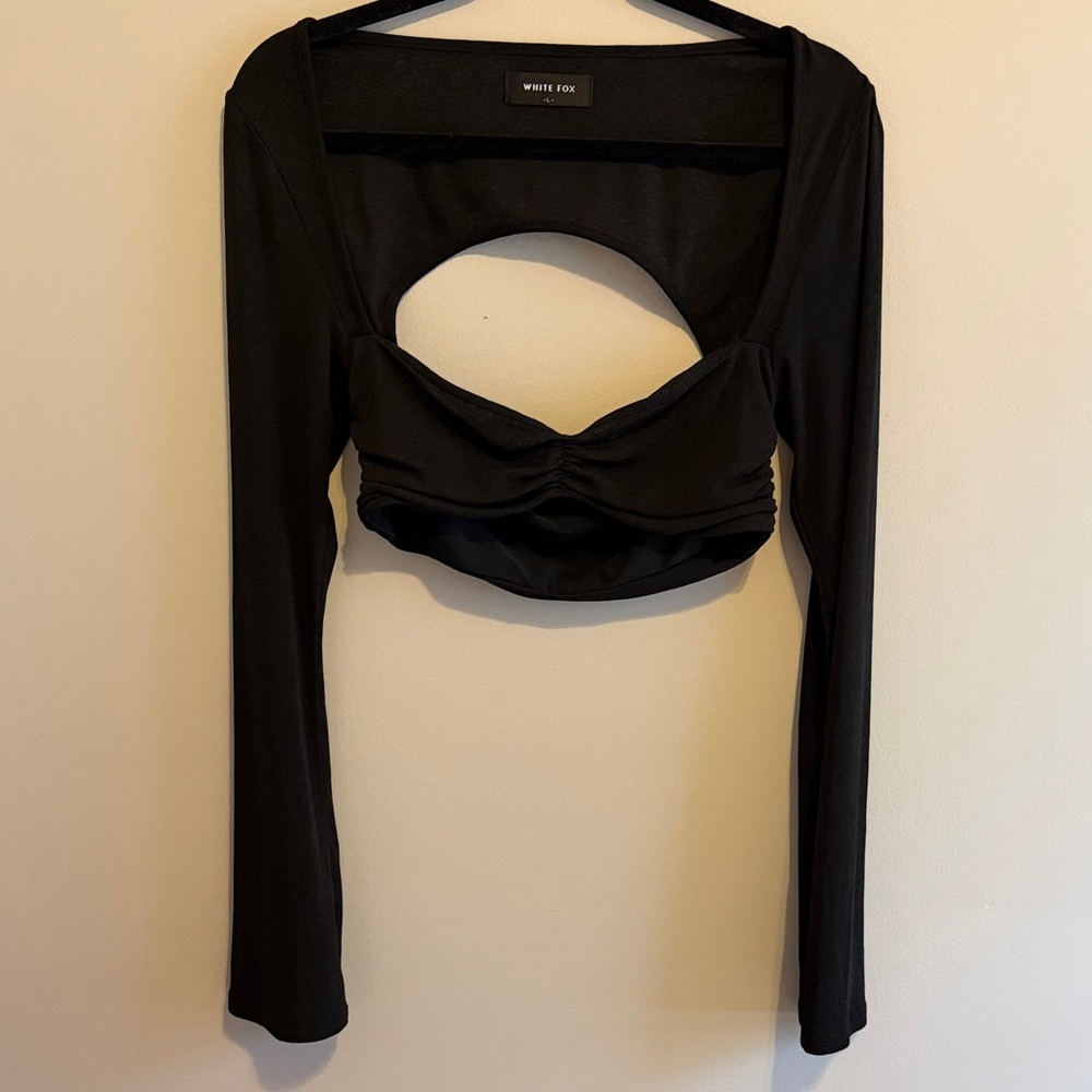 White Fox Boutique Black Cutout Crop Top